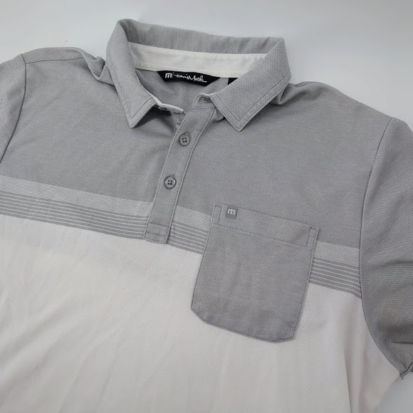 Travis Mathew Other - TravisMathew Polo Shirt Men Medium Gray White Colorblock Pocket Golf Casual Golf